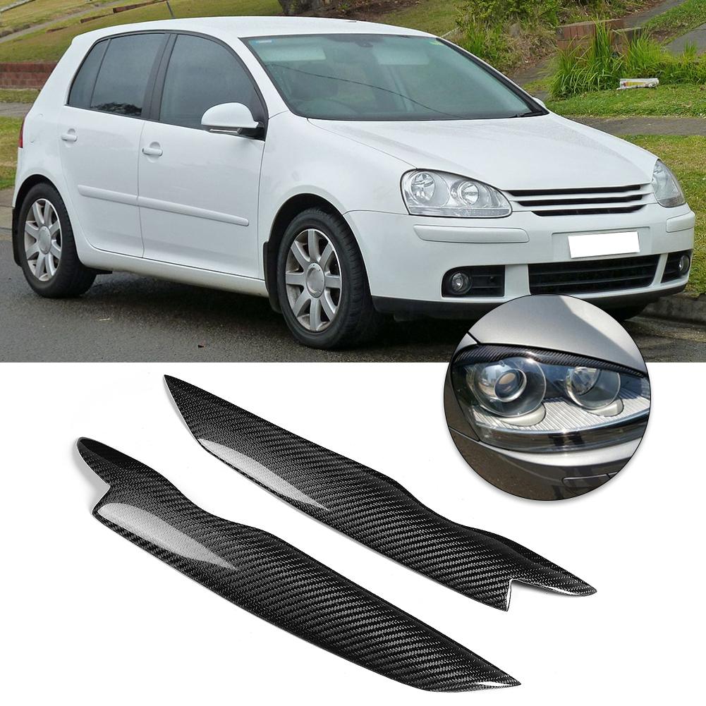 Pair Carbon Fiber Headlamp Eyebrow Sticker Decoration Trim