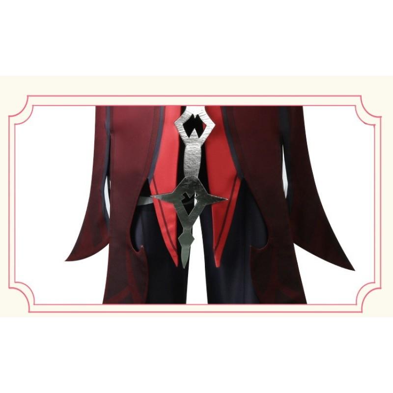 New Game Diluc New Costume Full Set Red Coat Pants Unisex Adult Game Cosplay Costume Halloween Party Unifrom Wig