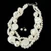 European-American Geometric Necklace & Earring Set - French Retro Style with Pearls for Formal Wear