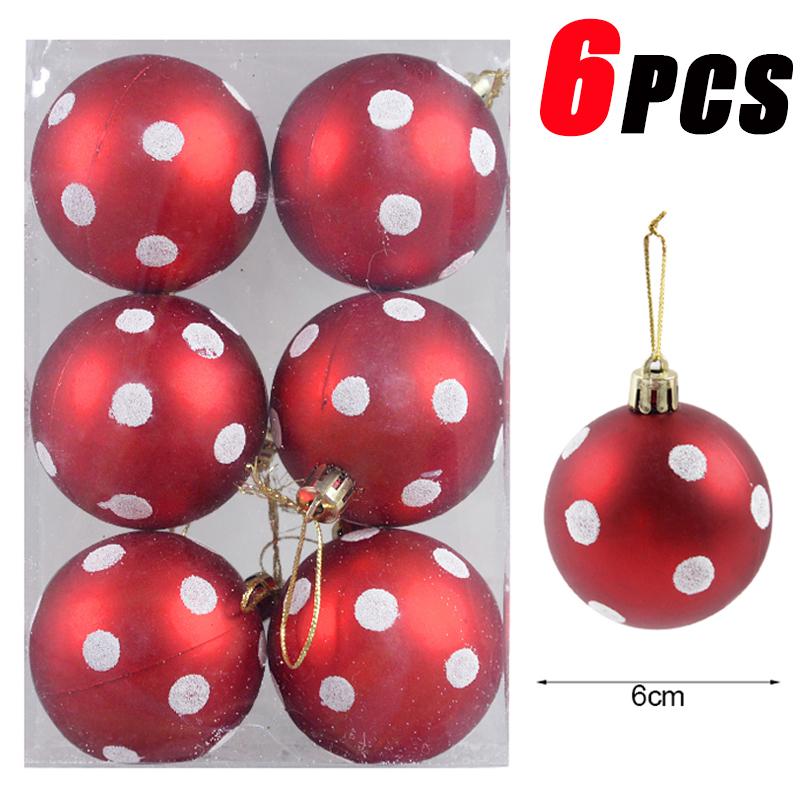 6Pcs Christmas Ball Ornaments With Painted Xmas Tree Hanging Pendant New Year Gifts For 2025 Christmas Navidad Party Decoration