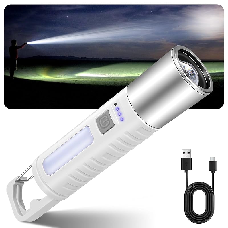 

flashlight [2025 Latest enhanced version ]LED small size rechargeable Equipped with high brightness chip flashlight 3 mode dimming COB light Type-C