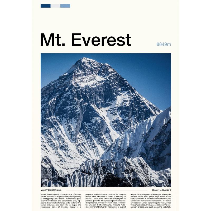 Mountains rivers City Forest Mount Everest Mount Kilimanjaro Poster Print Canvas Painting WallArt Picture Living Room Home Decor