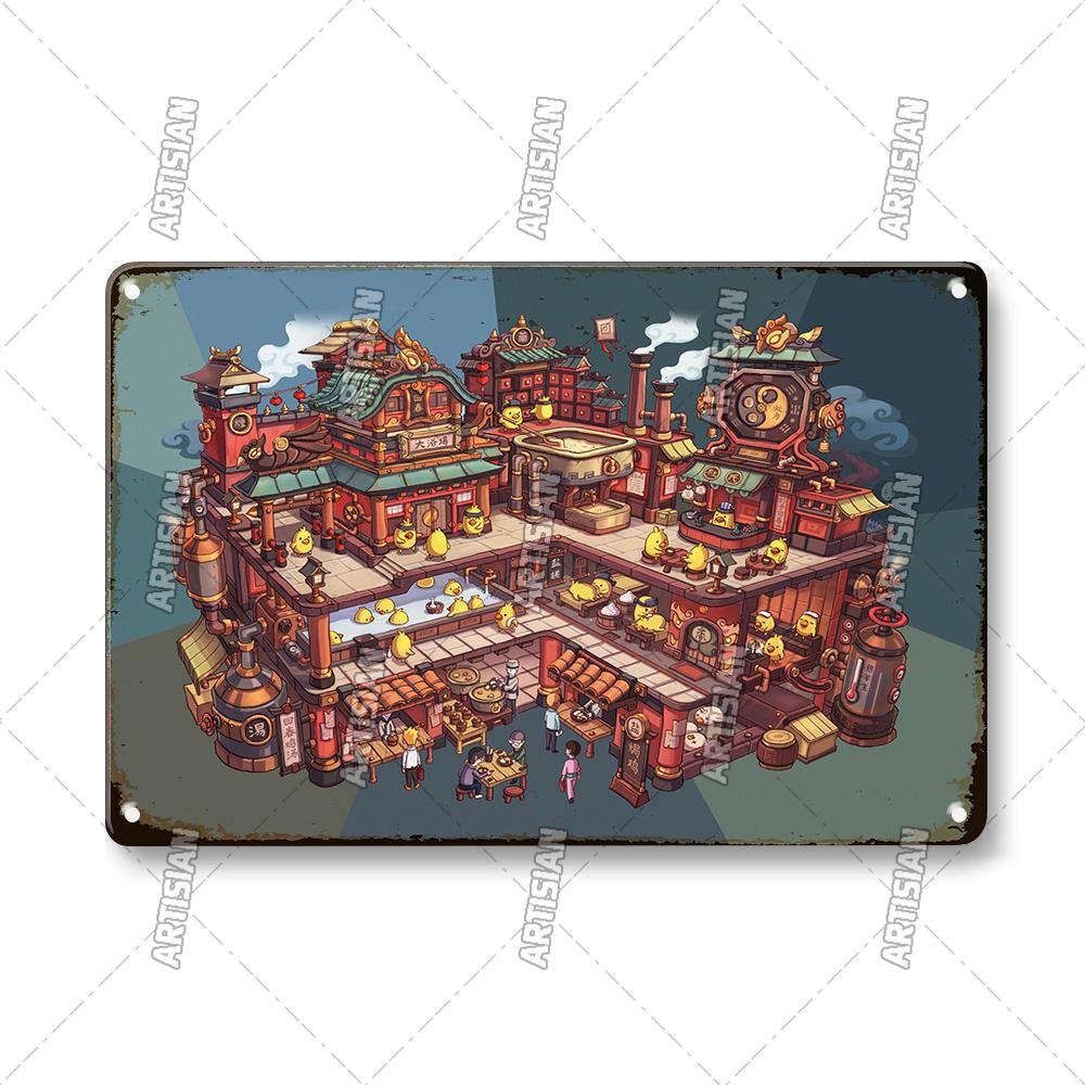 Japanese Comics Metal Poster Food Metal Tin Sign Wall Plate Kitchen Man Cave Cafe Metal Plaque Rusty Industrial Decor