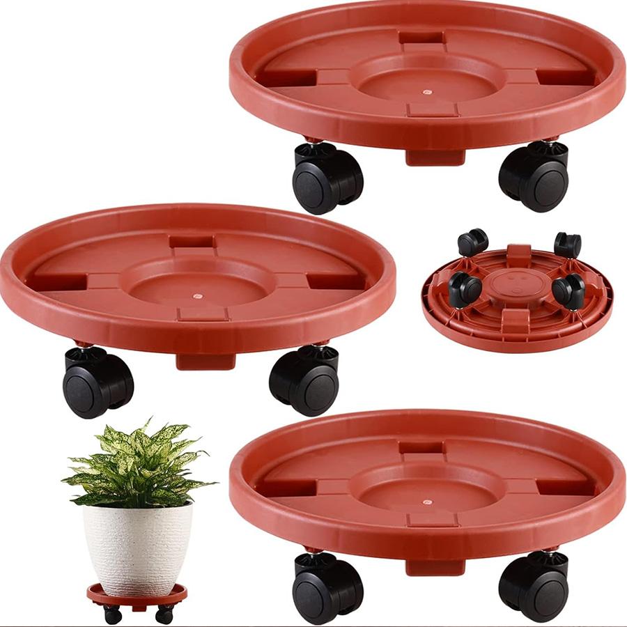 Tray With Wheels Flower Pot Supports for Pots Plastic Indoor Plant Home and Garden Bonsai Support Water Mini Bases Under