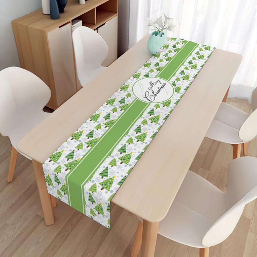 2pcs Christmas Decorative Tablecloth Holiday Gifts Household Long Tablecloth Placemat Linen Table Flag