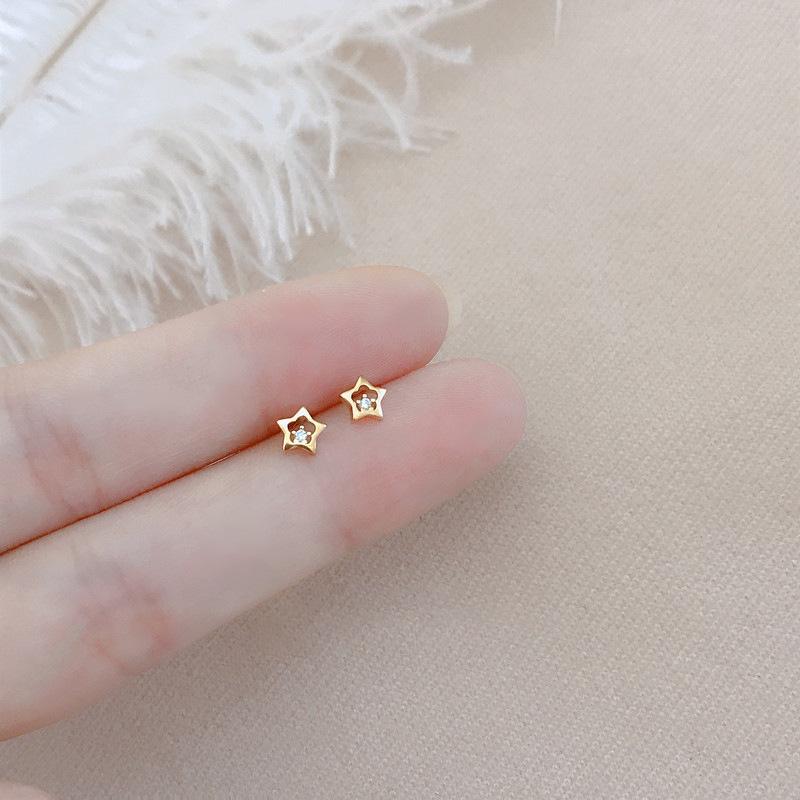 Versatile Mini Hollow Star Stud Earrings: S925 Sterling Silver Gold-Plated for Women