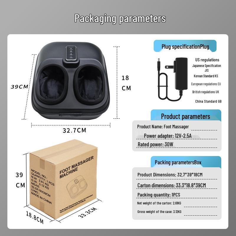 Air Pressure Heated Foot Massager with Kneading and Compression