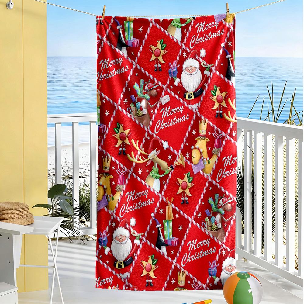 Christmas Beach Towel Quick-Dry Soft Microfiber Comfortable Lightweight