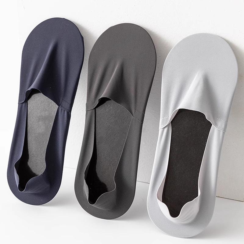 Men's Non-Slip No-Show Boat Socks - Thin, Seamless, Low-Cut, Pure Cotton, Ice Silk.