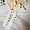 ZISIZ Handmade Fish-shaped Shell Dessert Spoon Set, Milky White