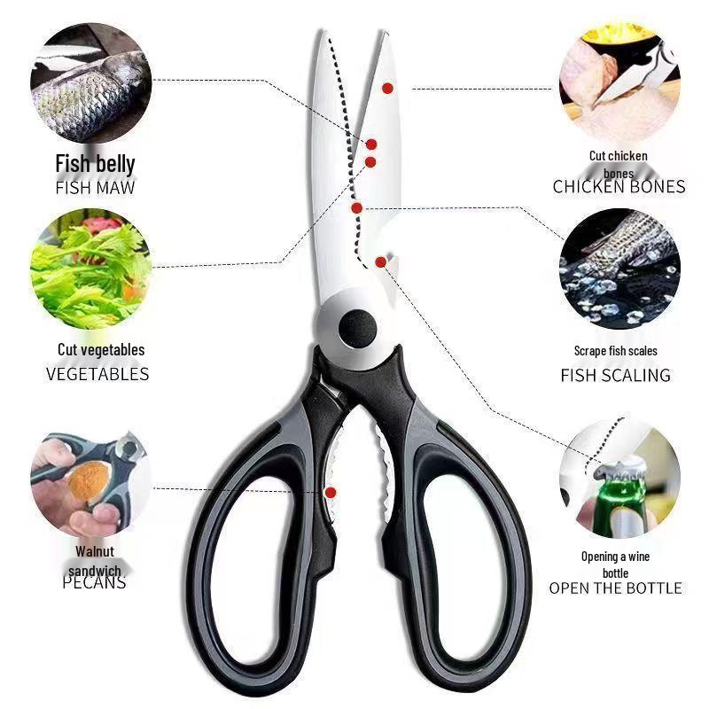Multifunctional Stainless Steel Kitchen Scissors for Meat, Bones, and Fish