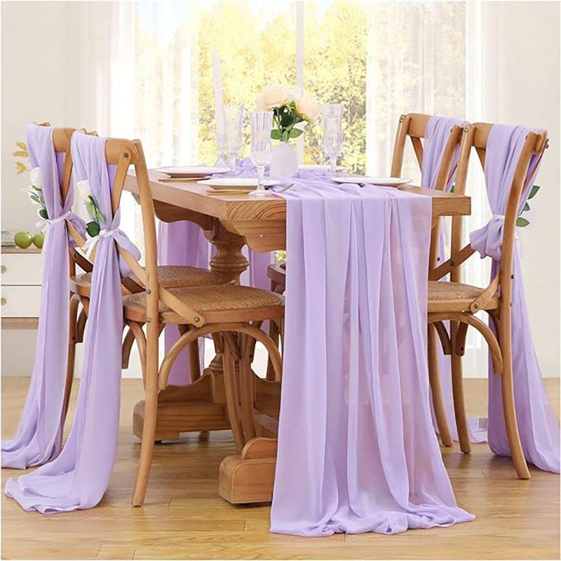 White Chiffon Table Runners Sheer Table Runner Wedding Arch Chair Sashes for Baby Shower Birthday Party Table Top Decoration
