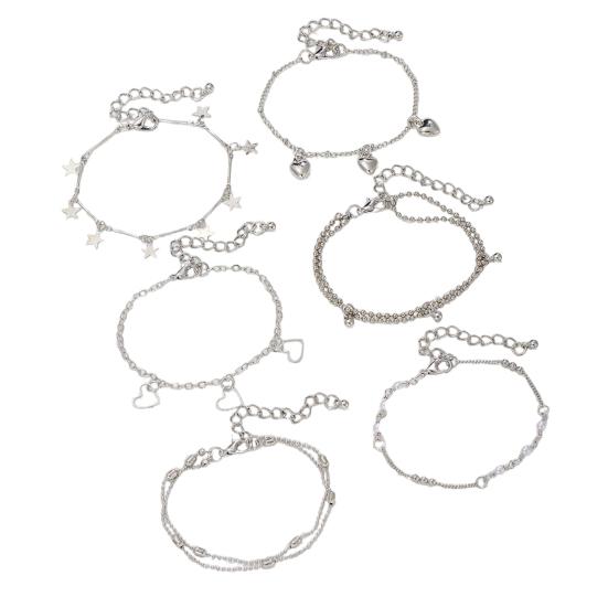 6 Layer Bracelet, Adjustable Tail Chain, Alloy Plating Wear-Resistant Multi-Layered Bracelet, Korean Style Bracelet for Women