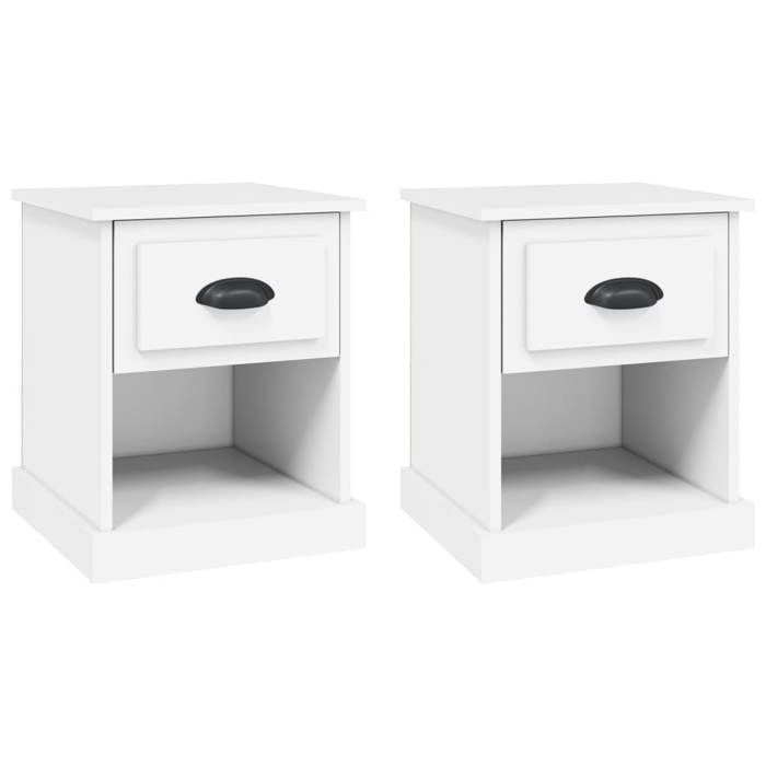 Table de chevet - Maison Exclusive - Blanc - Bois d'ingénierie - 1 tiroir + 1 niche