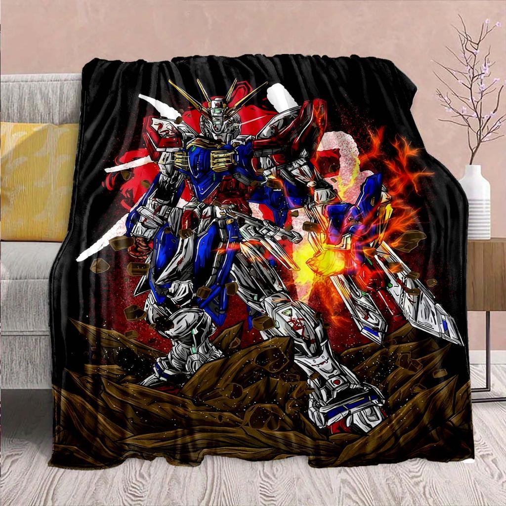 Gundam Anime Flannel Blanket - Soft Warm Perfect for Sofa, Bedding Camping Travel Office Home Decor -QJY