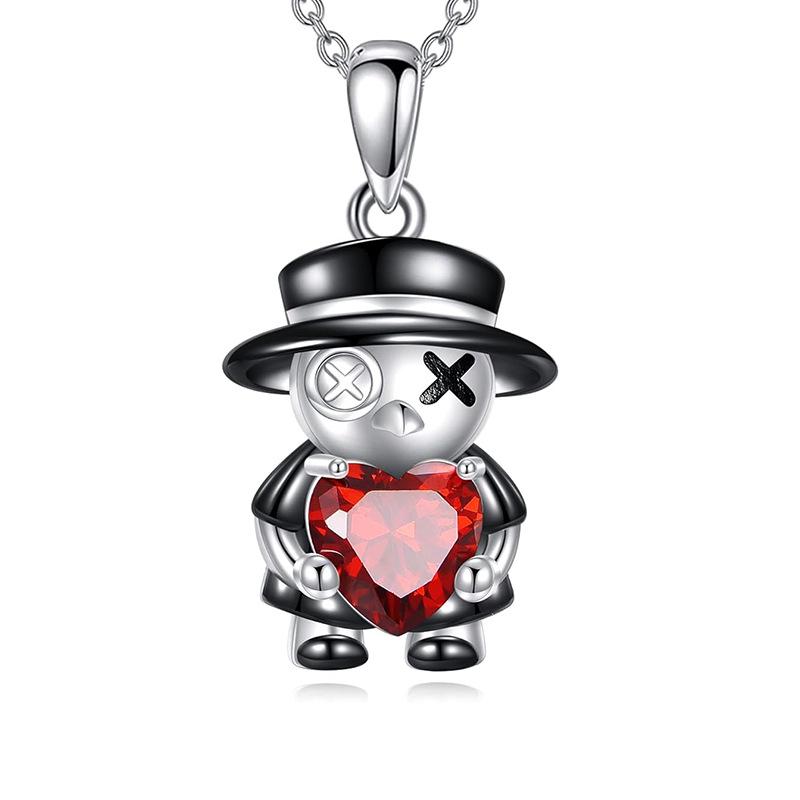 Red Zircon Exquisite Alloy Voodoo Doll Pendant Necklace Fashion