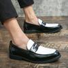 Fashion Classic Men's Black and White Leather Shoes with Slip Covers Fashionable Soft Soled Casual Shoes Italian Luxury Brand Lefu Shoes