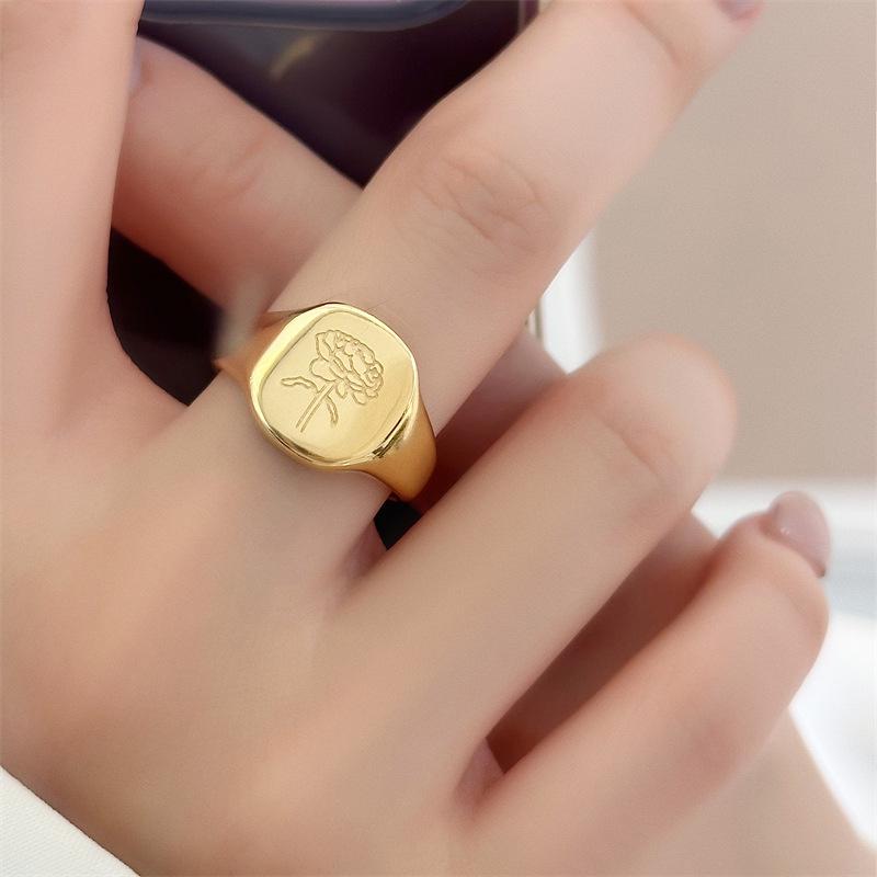 Vintage Schmetterling & Blume Titanring - Europäischer Retro-Stil, 18 Karat Vergoldet