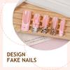 Cross-border Manicure Wearing Nail European and American Long Leopard Print French Wholesale Pink Fake Nail Bow Removable Explosion
