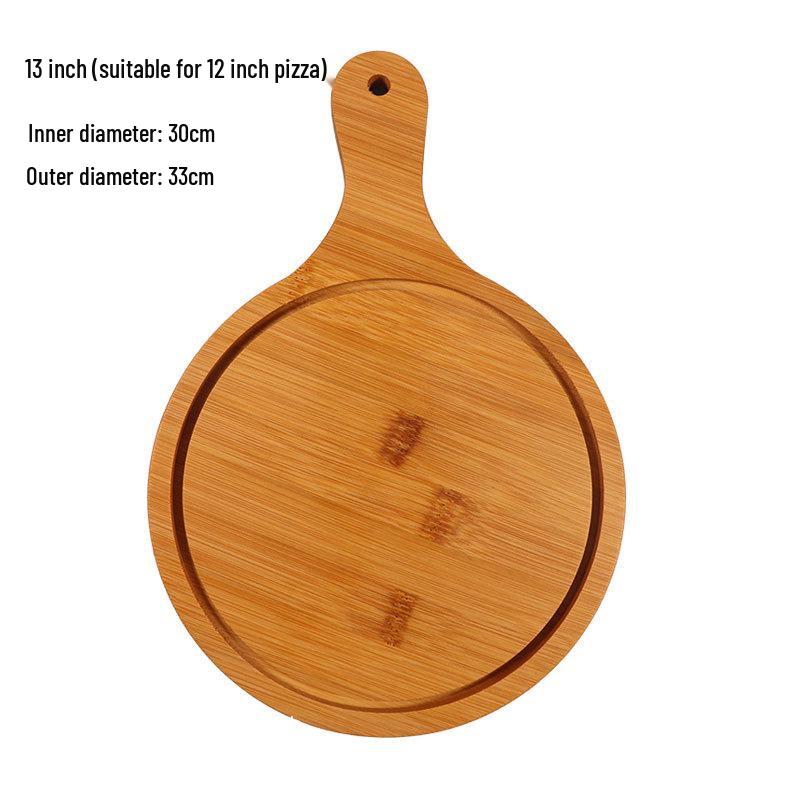 Nanmu Bamboo Pizza Board - Chinese Style Wooden Tray with Handle for Bread, Steak, and Pizza
