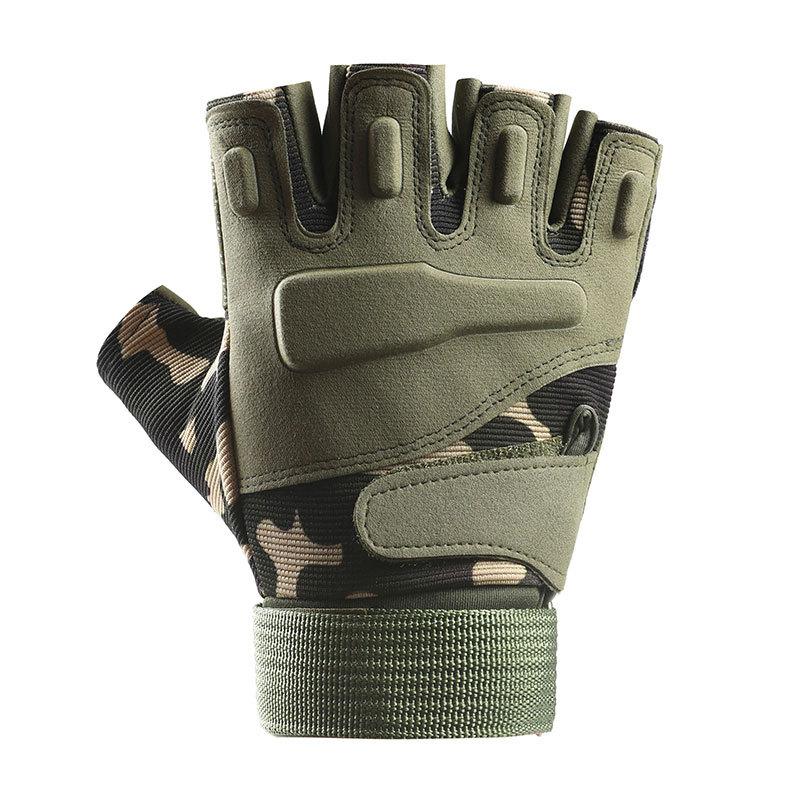 Customized Logo Leather Lightweight Unisex Winter Half Finger Pull-On Bike Gloves Daily Use-Tactical Protection