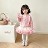 Girls' Spring & Autumn Lace Cardigan and Mesh Skirt Set