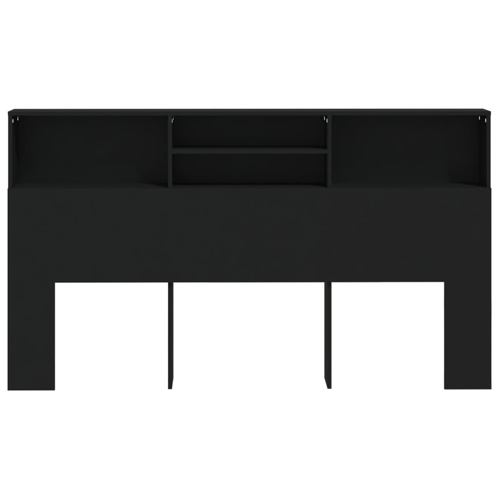 Bed Headboard with Shelves Black 180 x 19 x 103.5 cm