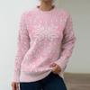 Weihnachtspullover Damen Weihnachtsschneeflocke Warmer Pullover Gestrickter Rundhals-Pullover