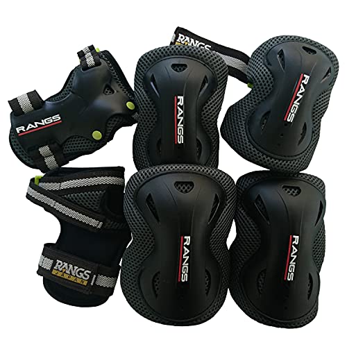 

RANGS Japan Protector Set for Upper Elementary School Students and Adults, Black (Wrist Guards, Elbow Pads, Knee Pads)