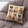 Retro Patchwork Cat Print Square Pillow Covers Pattern Cushion Cover Suitable For Sofa Bedroom Car Pillow Cover