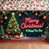 Happy New Year Background Star Decorations Christmas Banner Christmas Party Display Champagne Glasses Merry Christmas Display