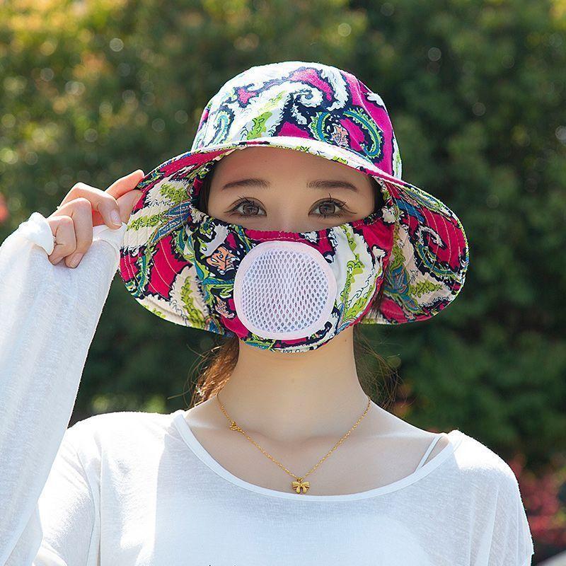 Tee pflücken und auf dem Feld arbeiten, Sonnenhut mit Belüftungsloch, integrierte Gesichtsbedeckung durch Maske, Sonnenschutz UV-Sonnenhut
