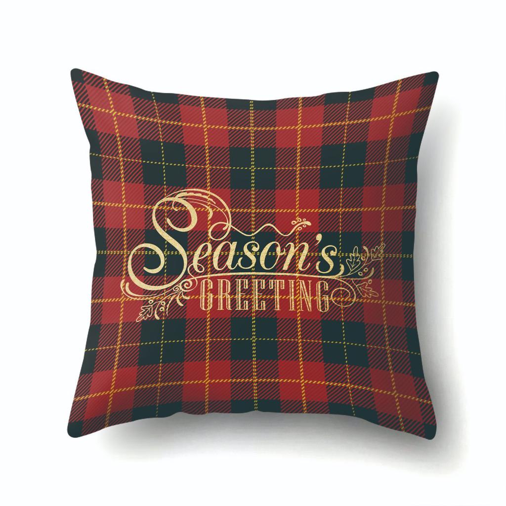 Background Plaid Christmas Polyester Pillowcase Office Pillowcase