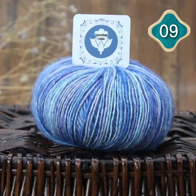Fil de laine de coton mohair camouflage dégradé pour tricot à la main d'écharpes et de bonnets