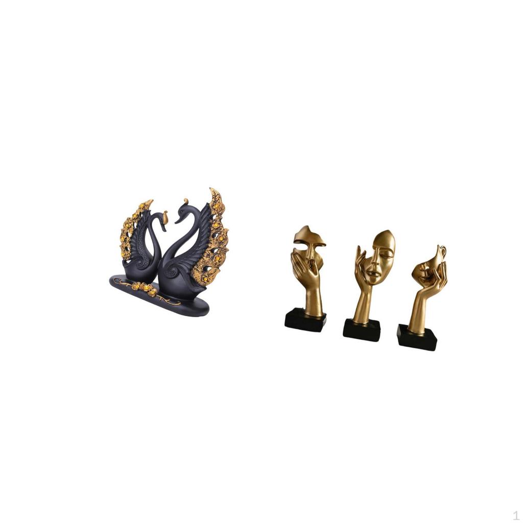 European Swan Couple Figurine Resin Crafts And Abstract Thinker Statues Tabletop Decorations for