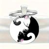Round Glass Keychain with Decorative Pattern Durable Metal Ring for Keys and Accessories Lightweight Portable Design Suitable for Everyday Use