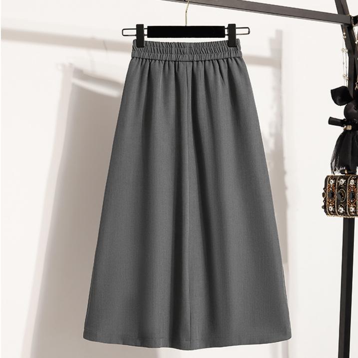 Fuste noi de primăvară de dimensiuni mari pentru femei, cu talie elastică, supradimensionate, la modă, linie A, fuste lungi pliate solide