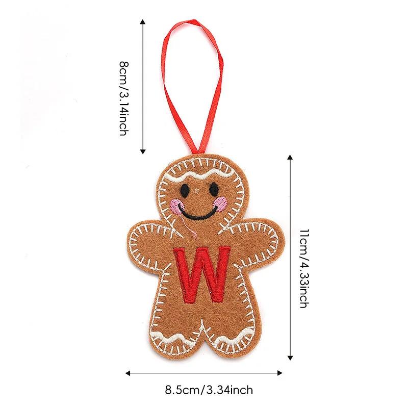 A-Z Gingerbread Man Doll Christmas Decoration Pendants Xmas Tree Hanging Ornament Christmas for Home New Year Kids Gift