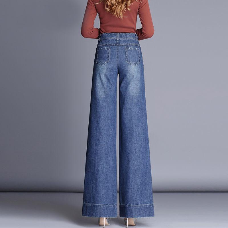 Rovné džíny Žena léto Vysoký pas Kapsy džínovina Kalhoty Ležérní Vintage 2022 jaro dámské Široká noha Kalhoty dámské džíny