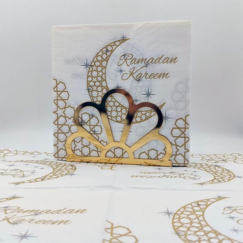 20Pcs Printed Eid Al-Fitr Napkins Disposable Wood Pulp Ramadan Napkins Double Layer Fragrant Free Decorative Napkins