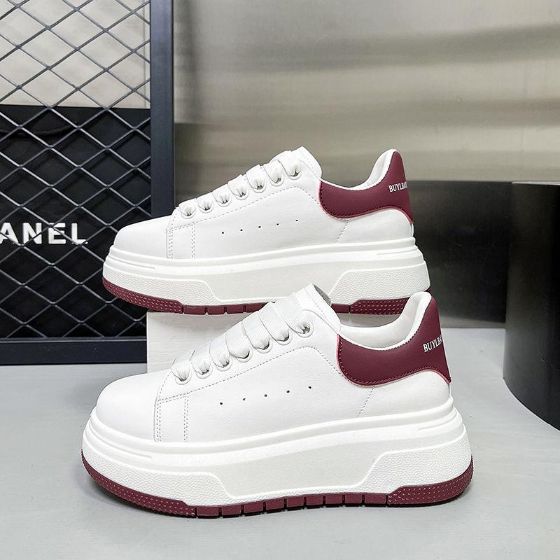 

Невысокий мужчина увеличивает рост, белые туфли на платформе, женские весенние новые универсальные повседневные кожаные маффины, туфли для скейтборда, туфли 40 красный