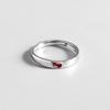 S925 Sterlingové stříbro Akáciové fazole Nastavitelné prsteny pro páry pro muže a ženy - Nadčasový design červených fazolí