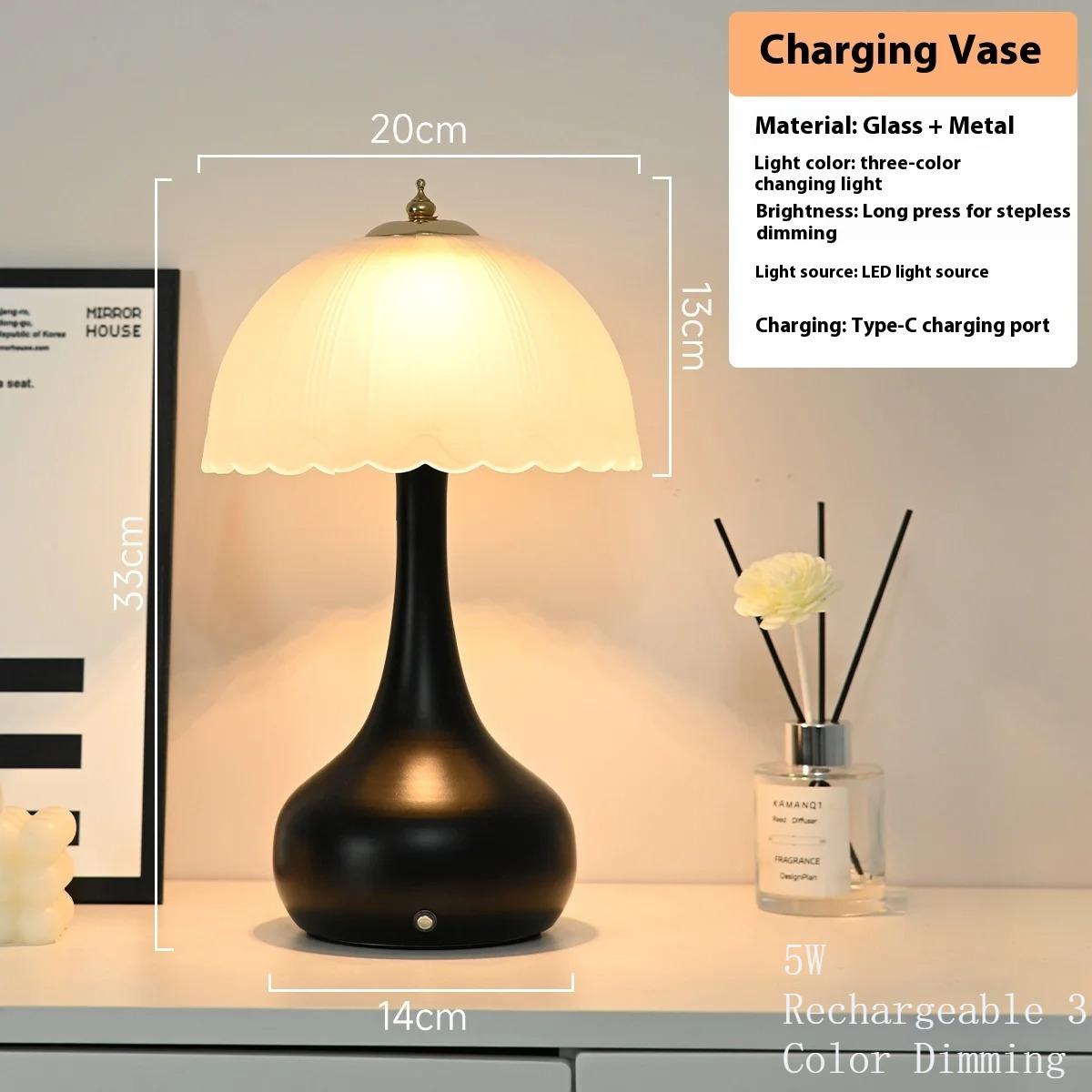 

Nordic Bedside Table Lamp Light Luxury Bedroom Gourd Decorated Table Lamp Retro Glass Creative Night Light Homestay Desk Lamp