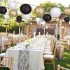 Top Quality Black round Paper Lanterns Chinese Japanese Style Decorative Hanging Lamp for Anniversary Birthday Wedding Party