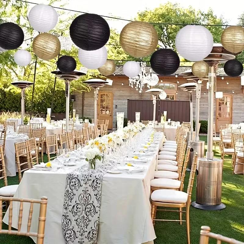 Top Quality Black round Paper Lanterns Chinese Japanese Style Decorative Hanging Lamp for Anniversary Birthday Wedding Party