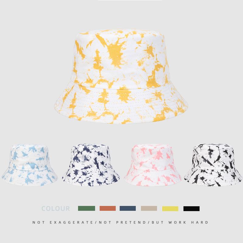 Versatile Hat Style Retro Tie Dye Printing Womens Sunshade Fishermans Hatscaps
