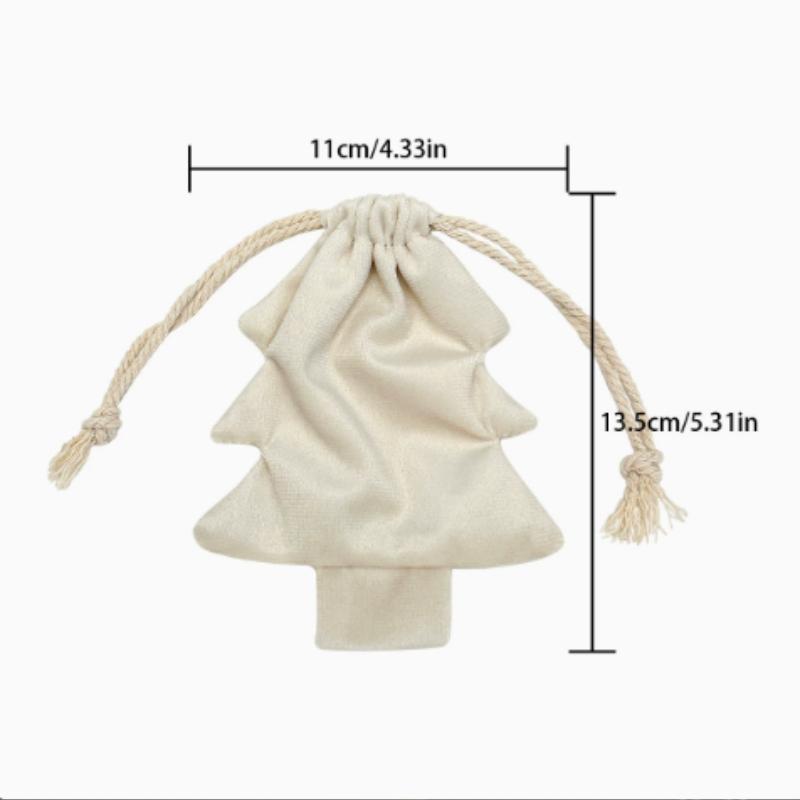 Gift for Her/Him 1pc Christmas Tree Shaped Velvet Drawstring Gift Bags, Christmas Candy Bags, Hangable Christmas Tree Ornaments