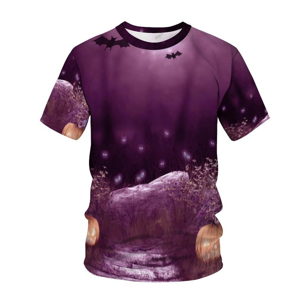 SHUNAICHI Halloween Christmas Gift Halloween Party Men's Costume 3D Digital Printing Pumpkin T-Shirt Crew Neck Loose T-Shirt Top