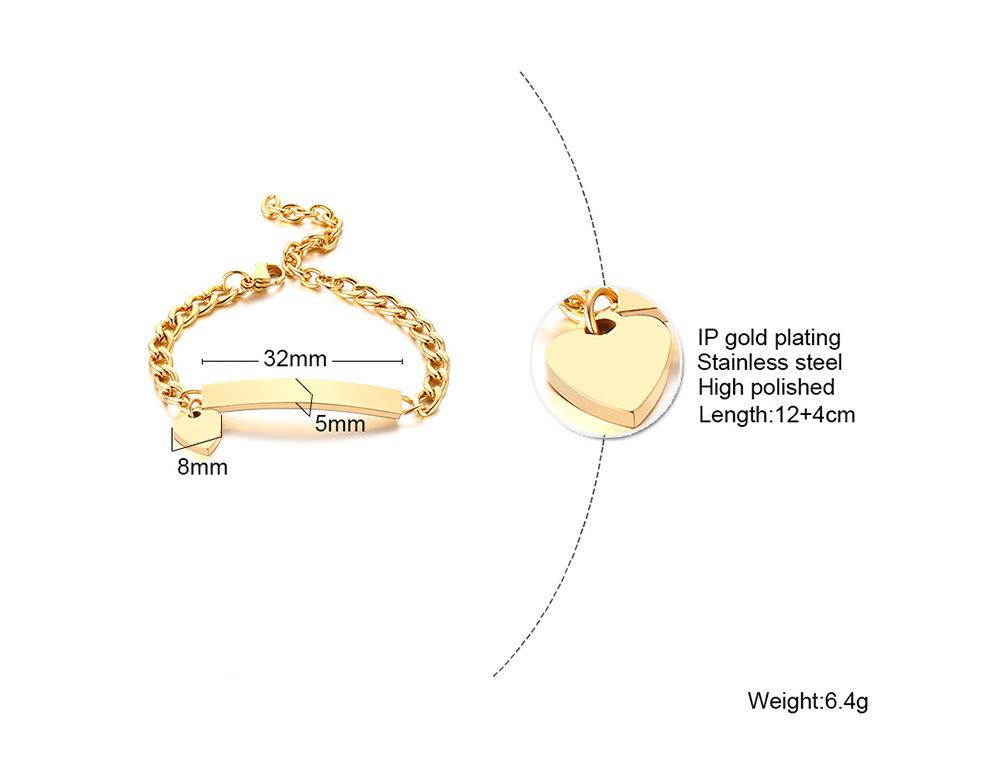 A Variety Of Children'S Curved Brand Stainless Steel Gold Bracelet Women, Fashionable Personality Can Be Engraved 798