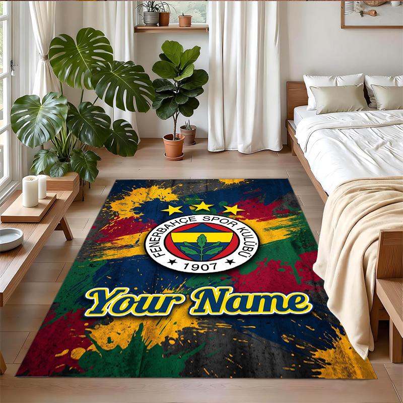 Crystal Velvet Rug Custom Name Text, Soft Non Slip Floor Mat Home DecorFenerbahçe FC